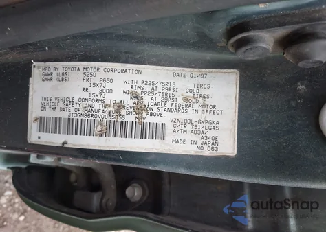 1997 Toyota 4Runner Sr5 V6 z USA, uszkodzony, nr VIN JT3GN86R0V0035055